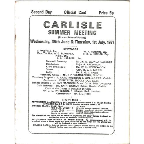Carlisle Horse Racing Racecards/Programmes