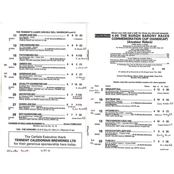 1986 Carlisle Horse Racing Racecard (02/07/1986) Summer Meeting 1986/Tennent's Lager Day