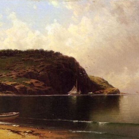 Seascape with Dory and Sailboats