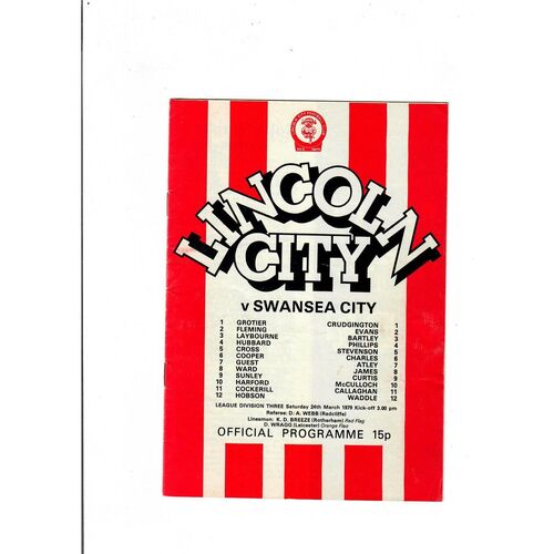 Lincoln City v Swansea 1978/79