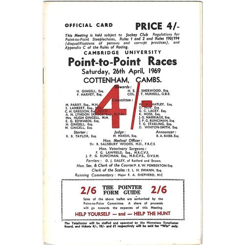 Cottenham Horse Racing Racecards/Programmes
