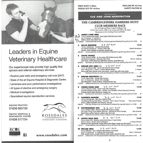 2016 Cottenham Point to Point Meeting (31/12/2016) Horse Racing Racecard