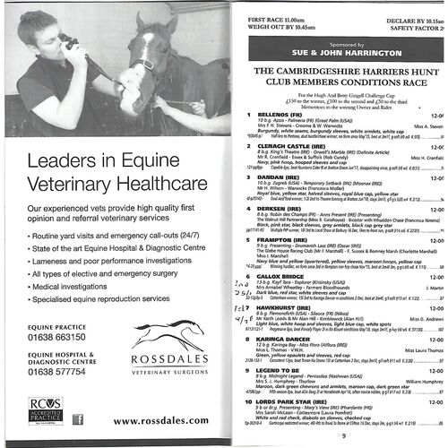 2018 Cottenham Point to Point Meeting (30/12/2018) Horse Racing Racecard