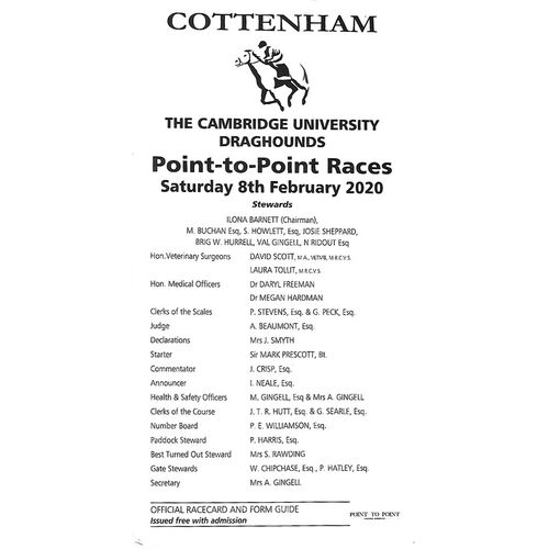 2020 Cottenham Point to Point Meeting (08/02/2020) Horse Racing Racecard
