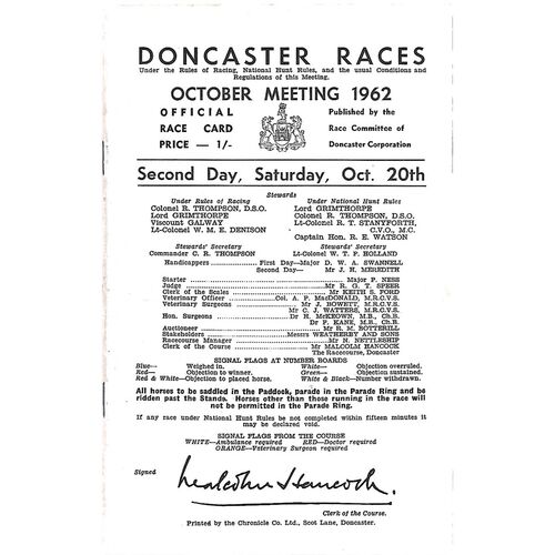 Doncaster Horse Racing Racecards/Programmes