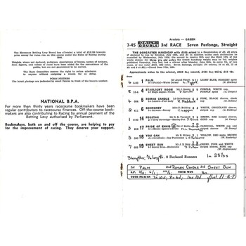 1964 Doncaster July Evening Meeting (16/07/1964) Horse Racing Racecard