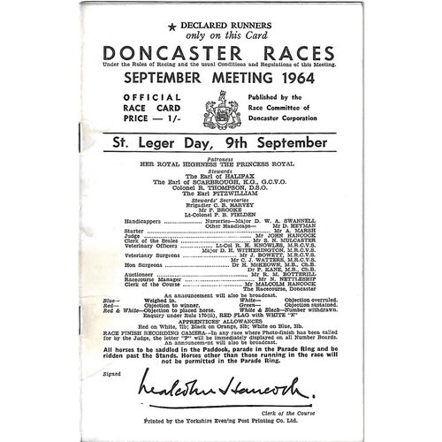 Doncaster Horse Racing Racecards/Programmes