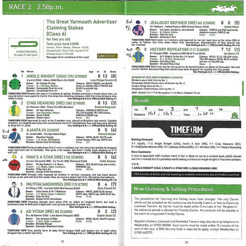 2010 Great Yarmouth Second August Meeting (11/08/2010) Horse Racing Racecard