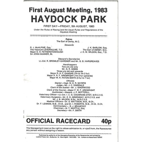 Haydock Park Horse Racing Racecards/Programmes