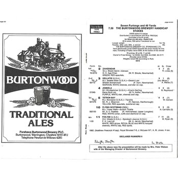 1983 Haydock Park First August Meeting (05/08/1983) Horse Racing Racecard