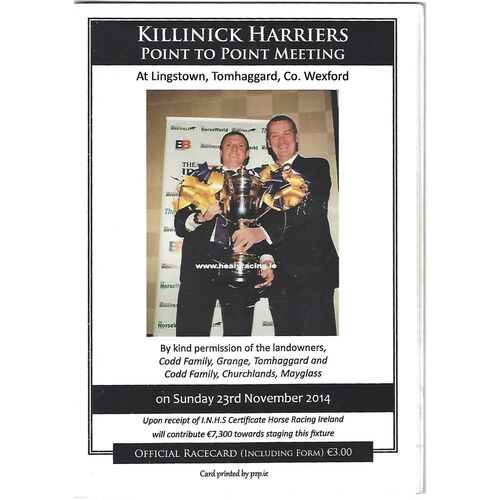 2014 Lingstown Killinick Harriers Point To Point Meeting (23/11/2014) Horse Racing Racecard