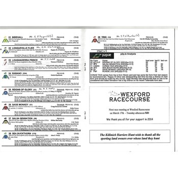 2014 Lingstown Killinick Harriers Point To Point Meeting (23/11/2014) Horse Racing Racecard