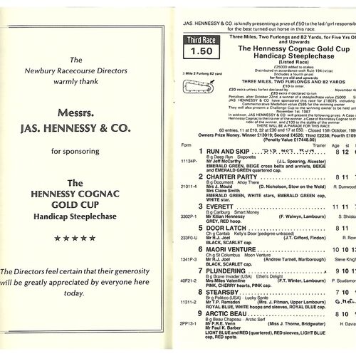 1986 Newbury Hennessey Gold Cup Meeting (22/11/1986) Horse Racing Racecard