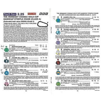 1997 Newbury Hennessey Gold Cup Meeting (29/11/1997) Horse Racing Racecard