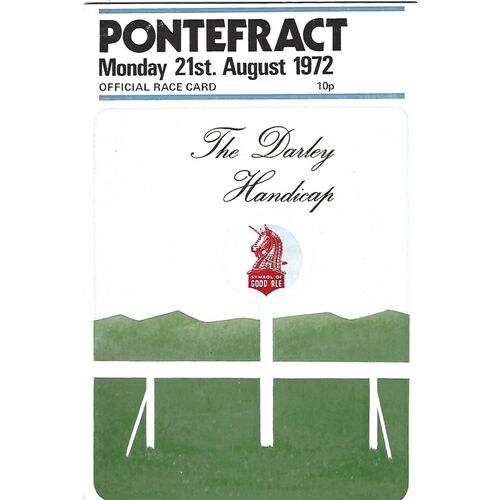 1972 Pontefract The Darley Handicap Meeting (21/08/1972) Horse Racing Racecard