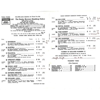 1972 Pontefract The Darley Handicap Meeting (21/08/1972) Horse Racing Racecard