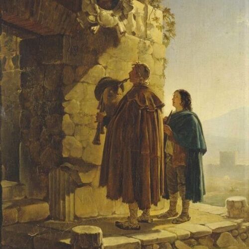 Pifferary in front of Madonna