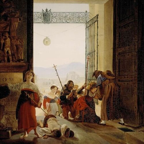 Pilgrims at the Entrance of the Lateran Basilica