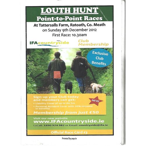 2012 Ratoath Louth Hunt Point to Point Meeting (09/12/2012) Horse Racing Racecard