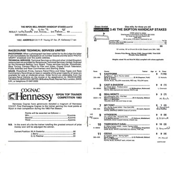 1983 Ripon July Meeting (16/07/1983) Horse Racing Racecard