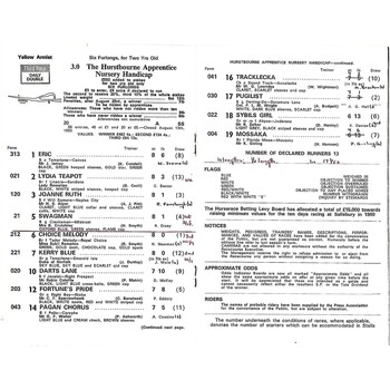 1969 Salisbury September Meeting (10/09/1969) Horse Racing Racecard