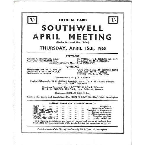 Southwell Horse Racing Racecards/Programmes