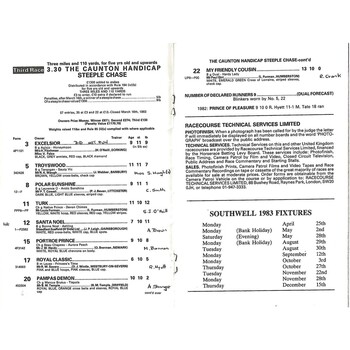1983 Southwell Easter Meeting (02/04/1983) Horse Racing Racecard