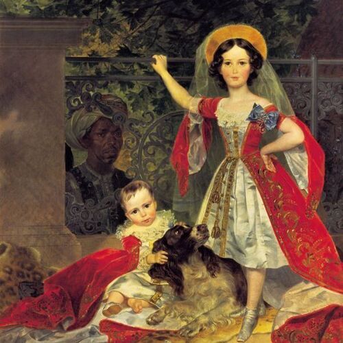 Portrait of Volkonskis Children with Blackamoor
