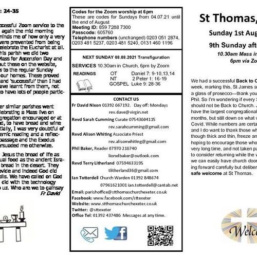 Pew Sheet | The Parish of St Thomas, Exeter
