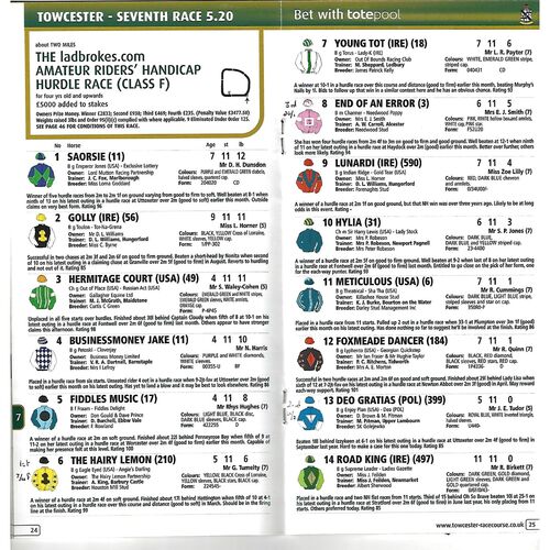 2005 Towcester Race Meeting (23/10/2005) Horse Racing Racecard