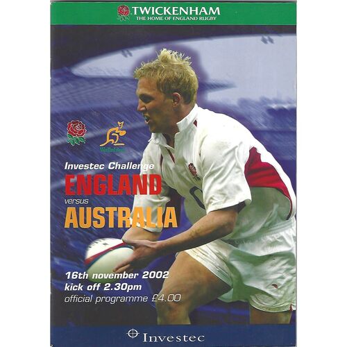 2002 England v Australia International Rugby Union Programme