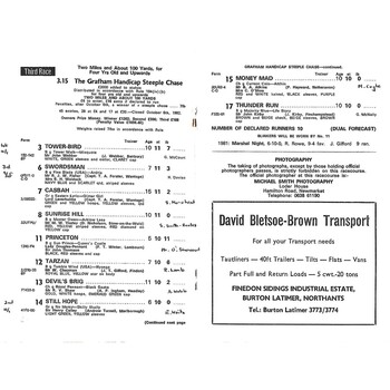 1982 Huntingdon October Race Meeting (23/10/1982) Horse Racing Racecard
