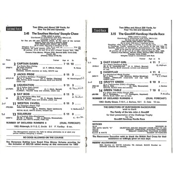 1983 Huntingdon August Bank Holiday Race Meeting (29/08/1983) Horse Racing Racecard