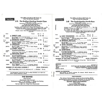 1983 Huntingdon October Race Meeting (22/10/1983) Horse Racing Racecard