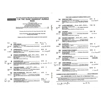 1984 Huntingdon Boxing Day Meeting (26/12/1984) Horse Racing Racecard