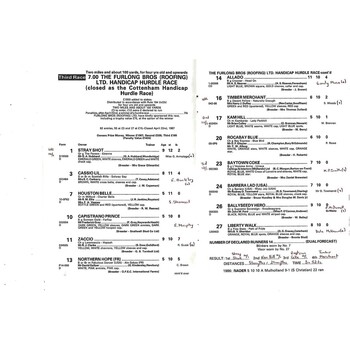 1987 Huntingdon Furlong Brothers Race Day Race Meeting (08/05/1987) Horse Racing Racecard