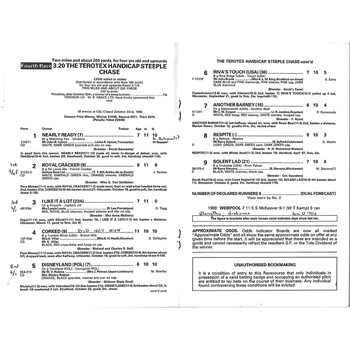 1990 Huntingdon October Race Meeting (27/10/1990) Horse Racing Racecard