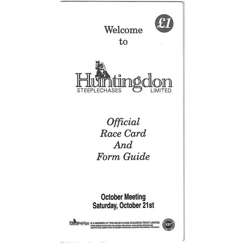 1995 Huntingdon October Race Meeting (21/10/1995) Horse Racing Racecard