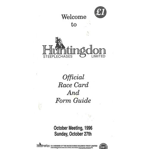1996 Huntingdon October Race Meeting (27/10/1996) Horse Racing Racecard
