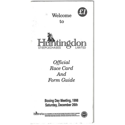1998 Huntingdon Boxing Day Race Meeting (26/12/1998) Horse Racing Racecard