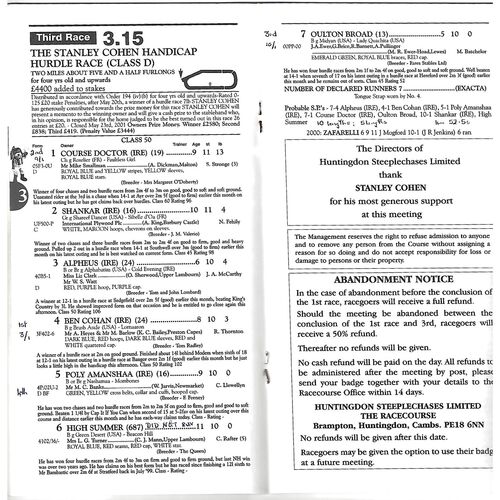 2001 Huntingdon Mencap Race Meeting (28/05/2001) Horse Racing Racecard