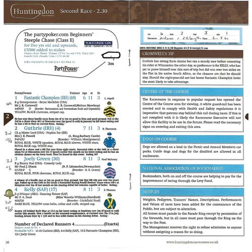 2005 Huntingdon March Race Meeting (28/03/2005) Horse Racing Racecard