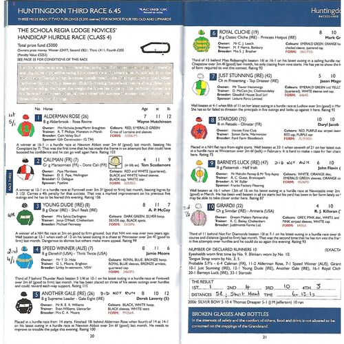 2007 Huntingdon May Thursday Evening Race Meeting (03/05/2007) Horse Racing Racecard