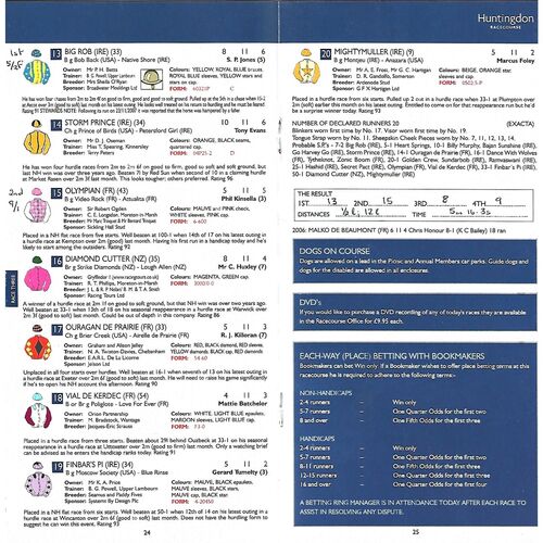 2007 Huntingdon Boxing Day Race Meeting (26/11/2007) Horse Racing Racecard