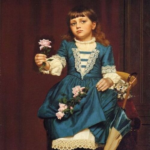 Daisy McComb Holding a Pink Rose