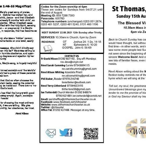 Pew Sheet | The Parish of St Thomas, Exeter