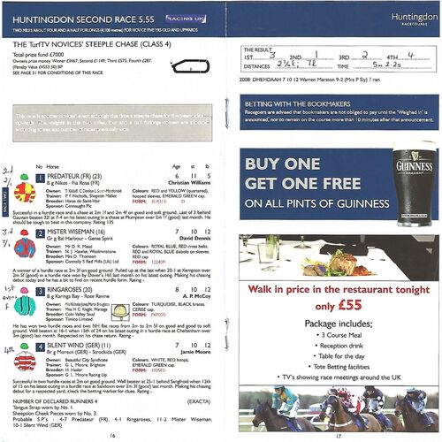 2009 Huntingdon Irish Night Race Meeting (06/05/2009) Horse Racing Racecard