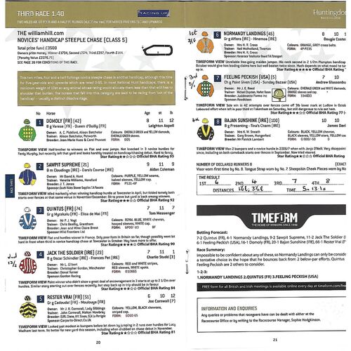2011 Huntingdon January Race Meeting (06/01/2011) Horse Racing Racecard