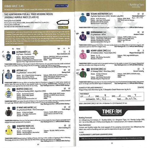 2011 Huntingdon First October Family Sunday Race Meeting (02/10/2011) Horse Racing Racecard