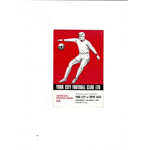 1967/68 York City v Crewe Alexandra Football Programme